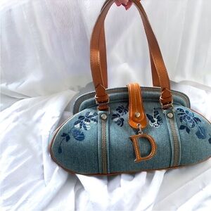 Dior Denim Floral Shoulder Bag